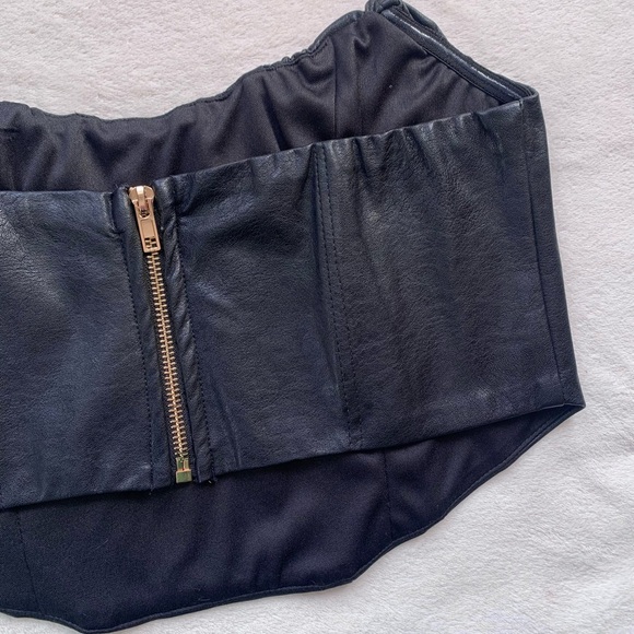 White Fox Boutique Strapless Faux Leather Bustier Crop Top - Picture 8 of 8